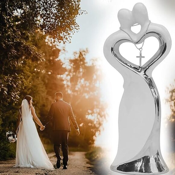 Christian Wedding Statue with Cross in Heart - BRAND NEW - Picture 1 of 5